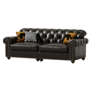 Juego de Sofás de Cuero y Madera Sólida, Estilo Rústico Americano, 123 Configuraciones, Relleno de Esponja, Muebles para Sala de Estar - Product Image 4