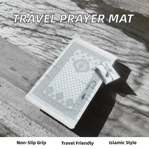 Wholesale Travel Home Camping Gift Turkish Design Muslim <b>Prayer</b> <b>Mat</b> Beads Set Satin Pouch Anti-Slip 70x110cm Islamic Gift - Product Image 2