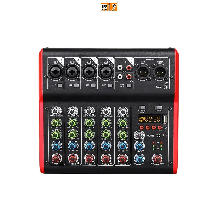 Mini6 Sound Mixer Usb 6 Kanaals Audio Power Mixer Voor Stage Karaoke