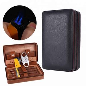 Stock d'usine étui à cigares en cuir de luxe cave à cigares de voyage portable avec coupe boîte d'emballage cadeau de cigare personnalisée 10% de réduction - Product Image 3