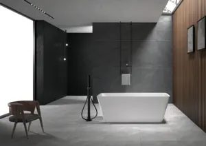 Bañera de hidromasaje de acrílico con diseño de moda, bañera de baño blanca independiente, duradera, 15 años, OEM/ODM Experience