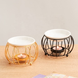 Yuyang Luxury Fragrance Home Decoration Black Metal Pumpkin Shape Ceramic Essential <b>Oil</b> Burner Wax Melt Warmer - Product Image 5
