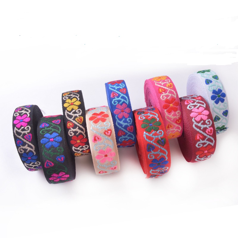 Фабричная оптовая продажа, жаккардовая лента 2,5 см, тесьма, этническая жаккардовая лента, отделка для одежды, украшение для ошейника для домашних животных