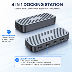 ฮับ USB C 4 in 1 ความเร็ว 10Gbps รองรับการใช้งานแบบครบวงจร Type C 4K 60Hz วิดีโอและเสียง 100W PD มัลติพอร์ต USB 3.2 <span class=keywords><strong>Gen2</strong></span> แท่นวางสำหรับ MacBook - Product Image 4
