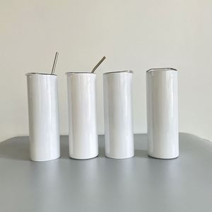 Gobelet isotherme plat et fin de 20 oz, blanc brillant, vierge pour sublimation, pour garder les boissons au frais - Product Image 1
