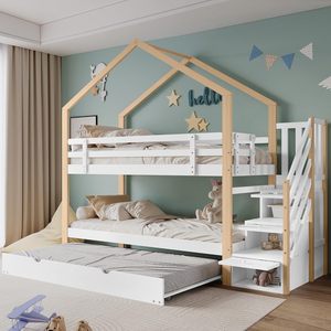 Durevole letto a castello multifunzionale in legno massello per bambini letto <span class=keywords><strong>cabina</strong></span> <span class=keywords><strong>con</strong></span> scala, 4 cassetti, Base a doghe per Hotel scolastico - Product Image 5
