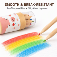 Ensemble de crayons de couleur à motifs d'animaux mignons avec taille-crayon, fournitures scolaires pour enfants, vente en gros