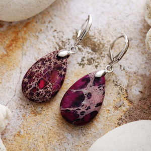 Pendientes de Lágrima de Lapislázuli, Plata Tibetana, Pendientes Colgantes de Moda para Mujer, Joyería de Regalo - Product Image 3
