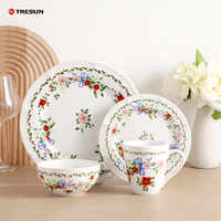 Vaisselle en porcelaine, 16 pièces, décor floral en relief, vaisselle de luxe pour mariage, service de table