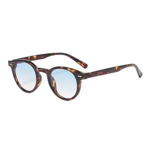 Gafas de Sol Redondas Retro con Marco de Concha de Tortuga, Lentes Azules Degradados, Unisex, Estilo Casual para Adultos, 100% Protección UV - Product Image 1