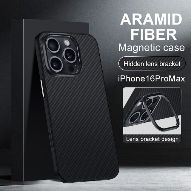 600d Aramid Fiber Magnetic Wireless Charging ultra Thin Luxury Phone case with Bracket Phone case for iphone 17 Pro Max case 17
