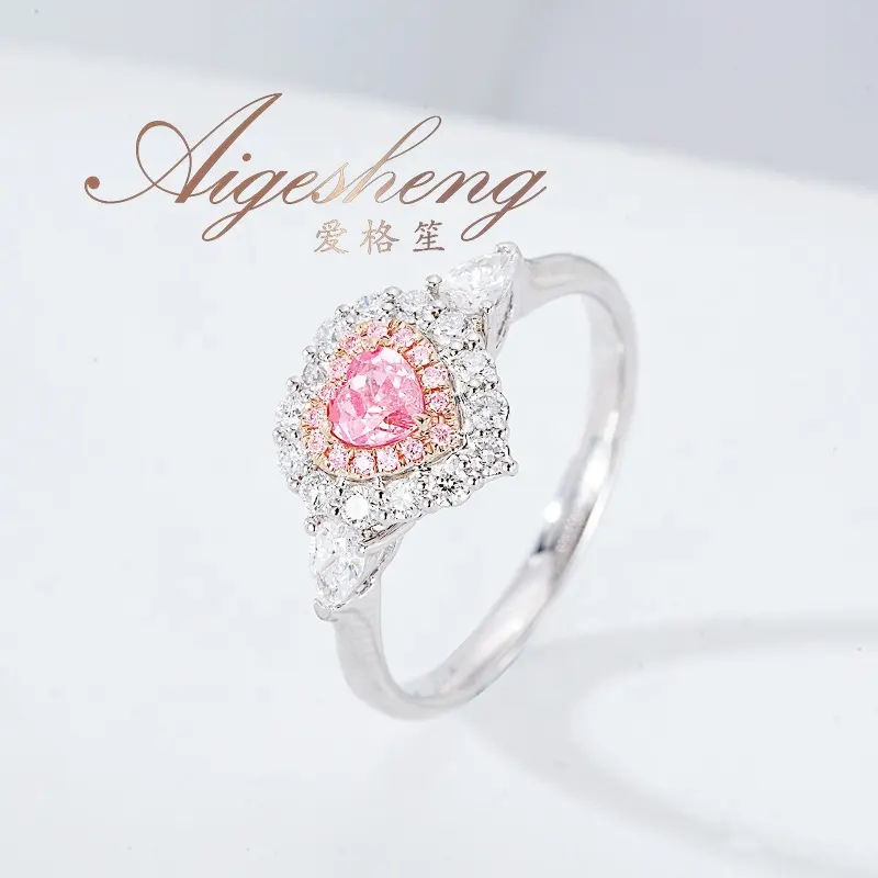 Usine Aigesheng Bague personnalisée en diamant rose naturel de meilleure qualité Bague en or pur 18 carats Bijouterie fine