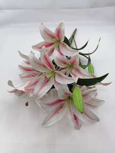 Fleur artificielle de lys de Chine simulée, bouquet de fleurs de lys au toucher réel parfumé pour la décoration intérieure - Product Image 4