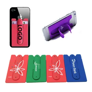 Multi Function Silicone Cellphone Mobile Stand Business Credit Card Holder Sticky Smart Phone Wallet