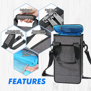 Sac isotherme portable pour deux bouteilles de vin avec bandoulière, sac de transport thermique rembourré pour vin - Product Image 2