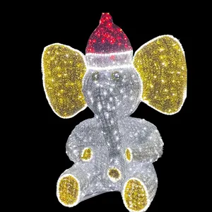 3D LEDライトモチーフ象フィギュア/クリスマスライト照明付き6フィート象の装飾/クリスマス装飾大型2m象