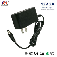 Alimentation électrique de haute qualité 12V 2A 24W, adaptateur secteur 12 volts pour PC, prise murale ignifuge US, adaptateur pour bande LED AC DC avec certifications ETL FCC CE CB RoHS CCC CQC