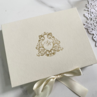 Boîte d'invitations de mariage de luxe personnalisée, réutilisable, rigide, pliable, en velours, avec estampage à chaud doré, impression offset, papier couché, logo personnalisé