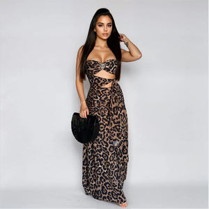 Fierce Leopard Print Tube <span class=keywords><strong>Top</strong></span> Sin tirantes Vestidos largos Maxi - Product Image 2