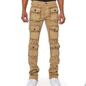 <span class=keywords><strong>Jeans</strong></span> Cargo Baggy Multitasche da Uomo Vestibilità Aderente Elasticizzati Stile Y2K <span class=keywords><strong>Pantaloni</strong></span> <span class=keywords><strong>Jeans</strong></span> Impilati da Uomo in Denim High Street Joggers con Catena - Product Image 6