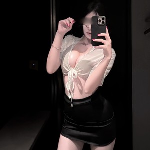 Disfraz sexy de secretaria de oficina o maestra para juegos de rol, lencería de talla grande con efecto push-up para la noche de fiesta. - Product Image 4