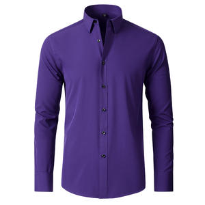 Chemise décontractée pour <span class=keywords><strong>homme</strong></span> Chemise extensible sans repassage Chemise fine d'affaires simple et infroissable <span class=keywords><strong>Homme</strong></span> - Product Image 3