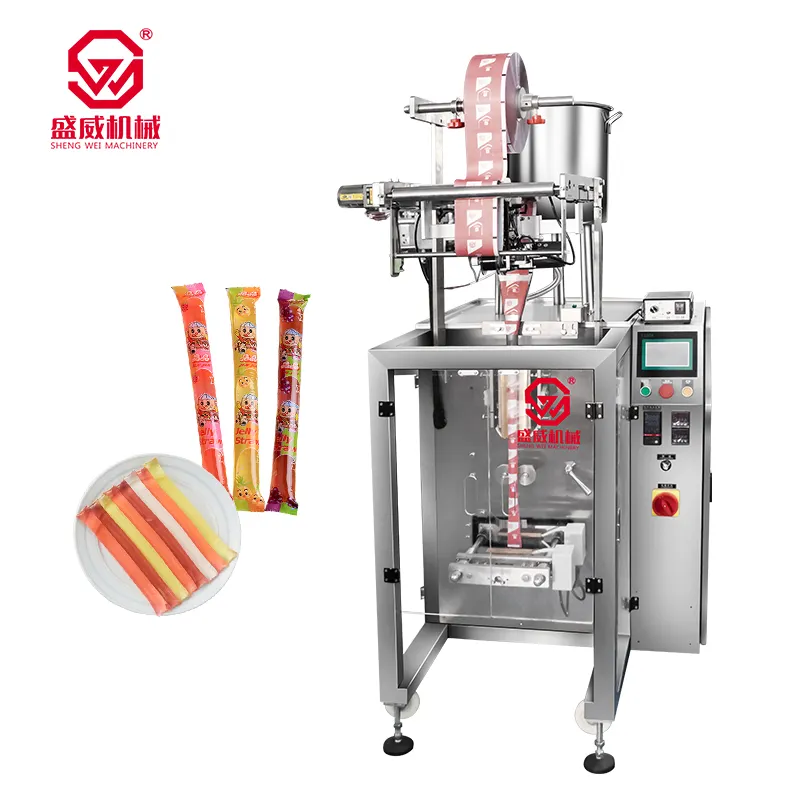 Shengwei máquina de embalagem automática de picolés, máquina de embalagem de gelatina automática para picolés, máquina de embalagem pop