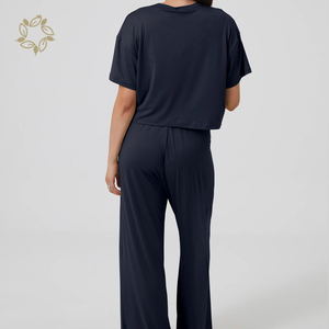 Top de maternidad y leggings de bambú, ropa de dormir de manga corta, pijama de maternidad ecológico, Conjunto de pijama de lactancia - Product Image 6