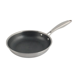 Classic Design Dishwasher-Safe Nonstick Honeycomb Coatings Skillet Stainless Steel Frying <b>Pan</b> with Glass Lid - Product Image 4