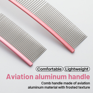 Pettini professionali per <span class=keywords><strong>la</strong></span> toelettatura ricurvi per animali domestici con denti radi con denti radi e denti densi aprono il nodo - Product Image 3