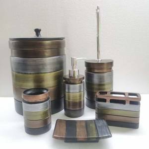 高級モダン樹脂製バスルームシャワーバニティ洗面アクセサリーセット ホテル/家庭用 6点セット バスルームトイレ家具ギフトセット - Product Image 6