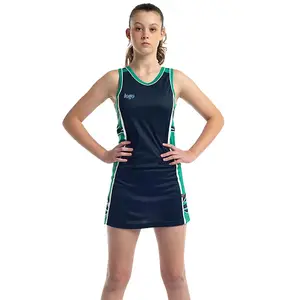 Sublimasi disesuaikan desain logo untuk netball jersey gaun netball perempuan