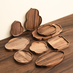 Bandeja de Té China Minimalista Apilable de Madera Maciza Resistente para Exteriores y Mesa Pequeña con Soporte para <span class=keywords><strong>Tetera</strong></span>, Tapete para Aperitivos y <span class=keywords><strong>Plato</strong></span> para Fiestas - Product Image 1