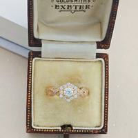 Bague en moissanite pour femme, en argent sterling 925 plaqué or 14 carats, sertie de pierres brillantes, forme de fleur, personnalisable, style romantique étincelant