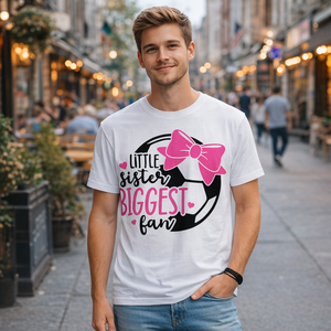 เสื้อยืดผู้ชายลายโบว์สีชมพูสุดน่ารักสำหรับแฟนฟุตบอล เสื้อยืดผ้าฝ้ายทรงโอเวอร์ไซส์สุดเทรนดี้ ของขวัญสุดพิเศษสำหรับครอบครัวคนรักฟุตบอล - Product Image 1