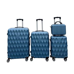 Set koper troli perjalanan 4 buah kustom koper PP ABS biru merah muda Set ritsleting Spinner koper tahan air - Product Image 3