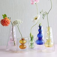Vase en verre coloré simple moderne nordique créatif double couche vase transparent restaurant décoration de bureau