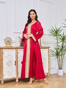 Abito donna Dubai ricamo dorato pizzo moda abito musulmano per <span class=keywords><strong>l</strong></span>'estate per il commercio estero ODM fornitura - Product Image 2