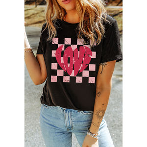 Abbigliamento donna caro-amante amore magliette grafiche <span class=keywords><strong>a</strong></span> <span class=keywords><strong>quadretti</strong></span> di San Valentino - Product Image 5