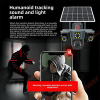 Solar Powered Security Camera 4G LTE 6MP HD Quad Lens System 270° Panoramic View with Light Alarm for Home Property