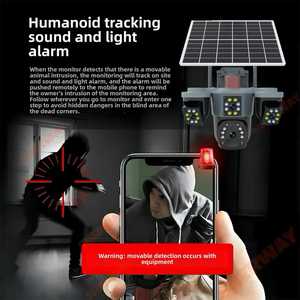 Cámara de Seguridad con Energía Solar 4G LTE, Sistema de Cuatro Lentes HD de 6MP, 270 °   Vista Panorámica con Alarma Luminosa para el Hogar y la Propiedad - Product Image 6
