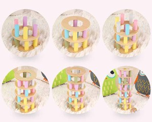 Macaroon màu gỗ xếp chồng tháp <span class=keywords><strong>DIY</strong></span> Máy tính để bàn Trò chơi giáo dục Montessori Quà Tặng Anime khối xây dựng đóng hộp bộ trẻ em trẻ sơ sinh - Product Image 5
