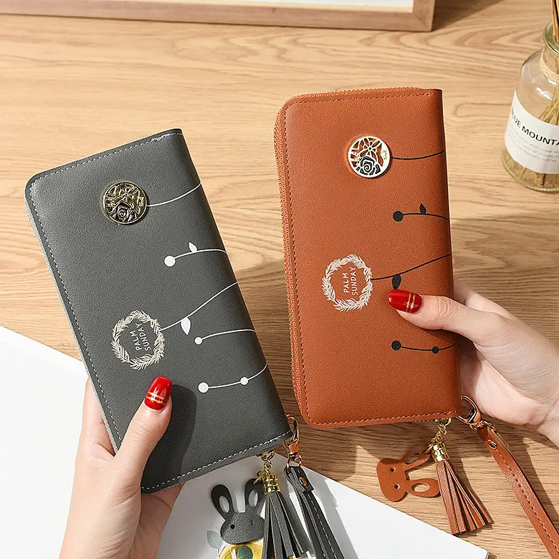 2019Simple personality dandelion lady purse long clutch handbag student wallet zipper wallet mobile phone bag tide