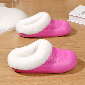 Hombres 2025 Otoño/Invierno interior cálido acogedor casa <span class=keywords><strong>Zapatos</strong></span> nueva llegada de algodón para zapatillas de suela gruesa EVA Slip-On diseño para parejas - Product Image 2