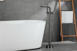 Rubinetto per <span class=keywords><strong>vasca</strong></span> <span class=keywords><strong>da</strong></span> bagno moderno in ottone massiccio, stile pioggia, nero opaco lucido, per hotel e ville - Vendita calda online - Product Image 4