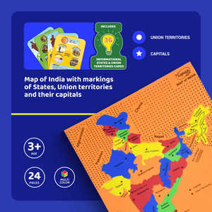 Rompecabezas Educativo del Mapa de la India para Niños, Aprendizaje de Geografía y Capitales, Juguete Montessori de Cartón con Bolsa de Almacenamiento, Impresión a Todo Color - Product Image 4