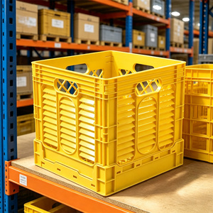 JOIN Ahorro de espacio Almacenamiento plegable amarillo Tamaño de <span class=keywords><strong>cubo</strong></span> de 359mm Apilable para almacén - Product Image 1