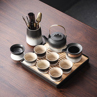 Coffret Cadeau d'Affaires – Service à Thé Kung Fu Dégradé de Couleurs, Portable pour Utilisation en Extérieur, pour Entreprises, Voyage, Ustensiles en Grès, Origine Chine