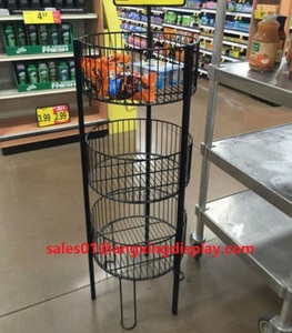 Kruidenierswinkel Ronde Metalen Vloer Staande Chipszakken <span class=keywords><strong>Display</strong></span> Rekken Candybar Stand 4-Tier Draad Dump Bin <span class=keywords><strong>Display</strong></span> - Product Image 4