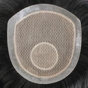 Perruque pour homme en cheveux naturels, modèle Miao Yang <span class=keywords><strong>MY</strong></span>-247, cheveux courts, légère, respirante, tissée à la main, avec base en peau de tête biologique - Product Image 1